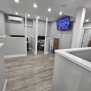 Office for rent! 18/45, high ceiling basement, 2 entrances, 2 private rooms, 5 secretary desks, Great Condition, 2 bathrooms,  $3000