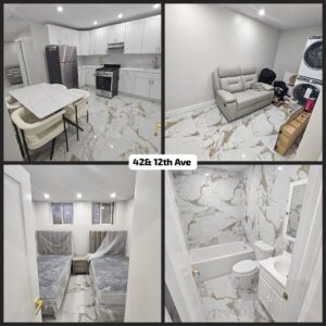 Furnished Apartments!  High Ceiling Basement, 1 bedroom, Kitchen and Dinette area , Freshly renovated, 12th Ave /42 $1900 – 16th Ave /54th $2200
